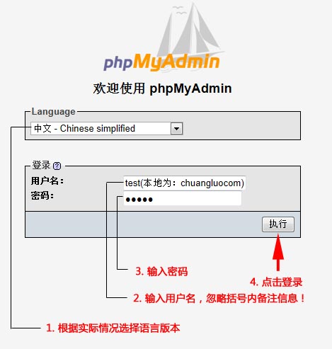 登陸遠程服務器phpmyadmin控制面板